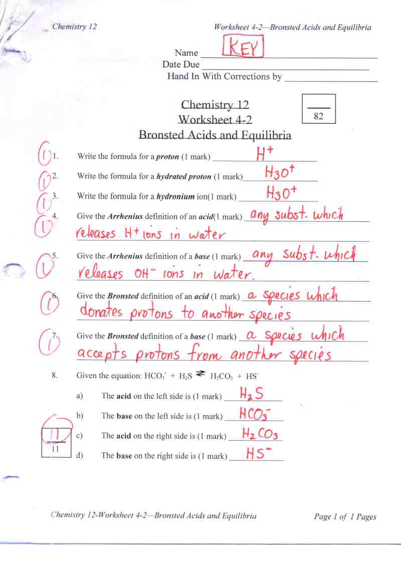 Solutions Acids And Bases Worksheet