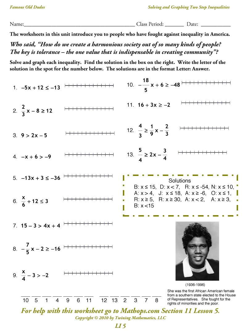 Solving Inequalities Worksheets