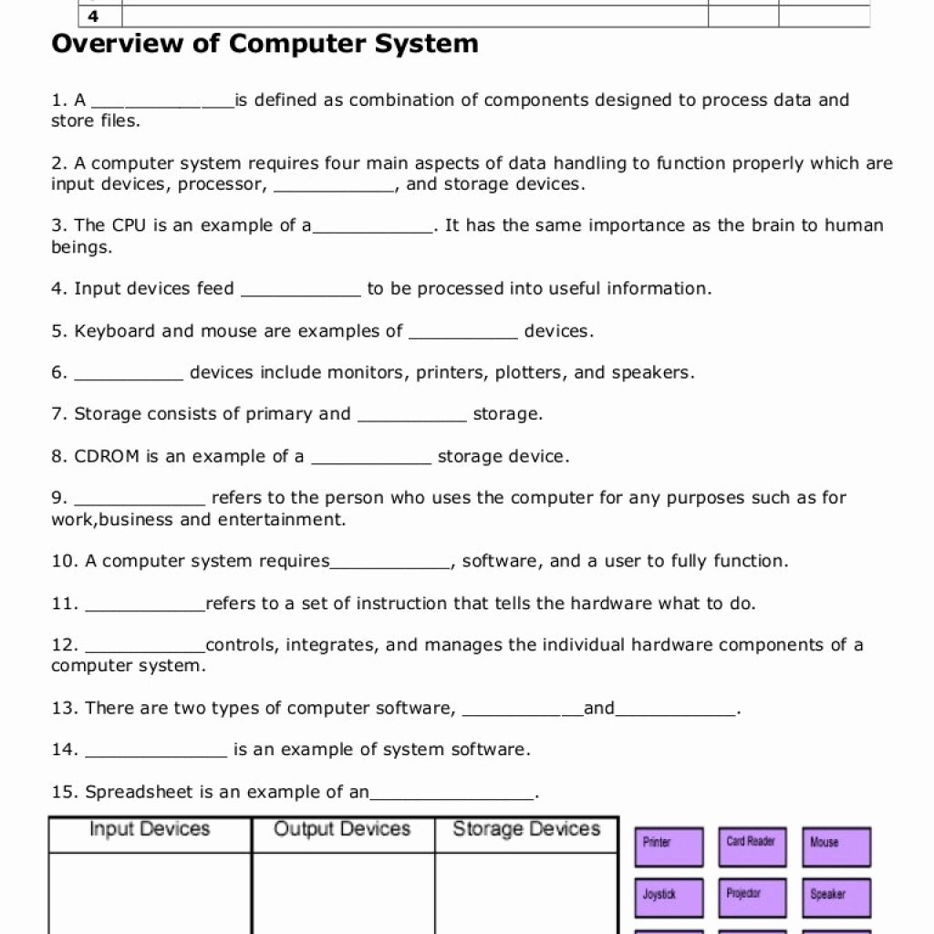 Computer Basics Worksheet Answers - Promotiontablecovers Pertaining To Computer Basics Worksheet Answer Key