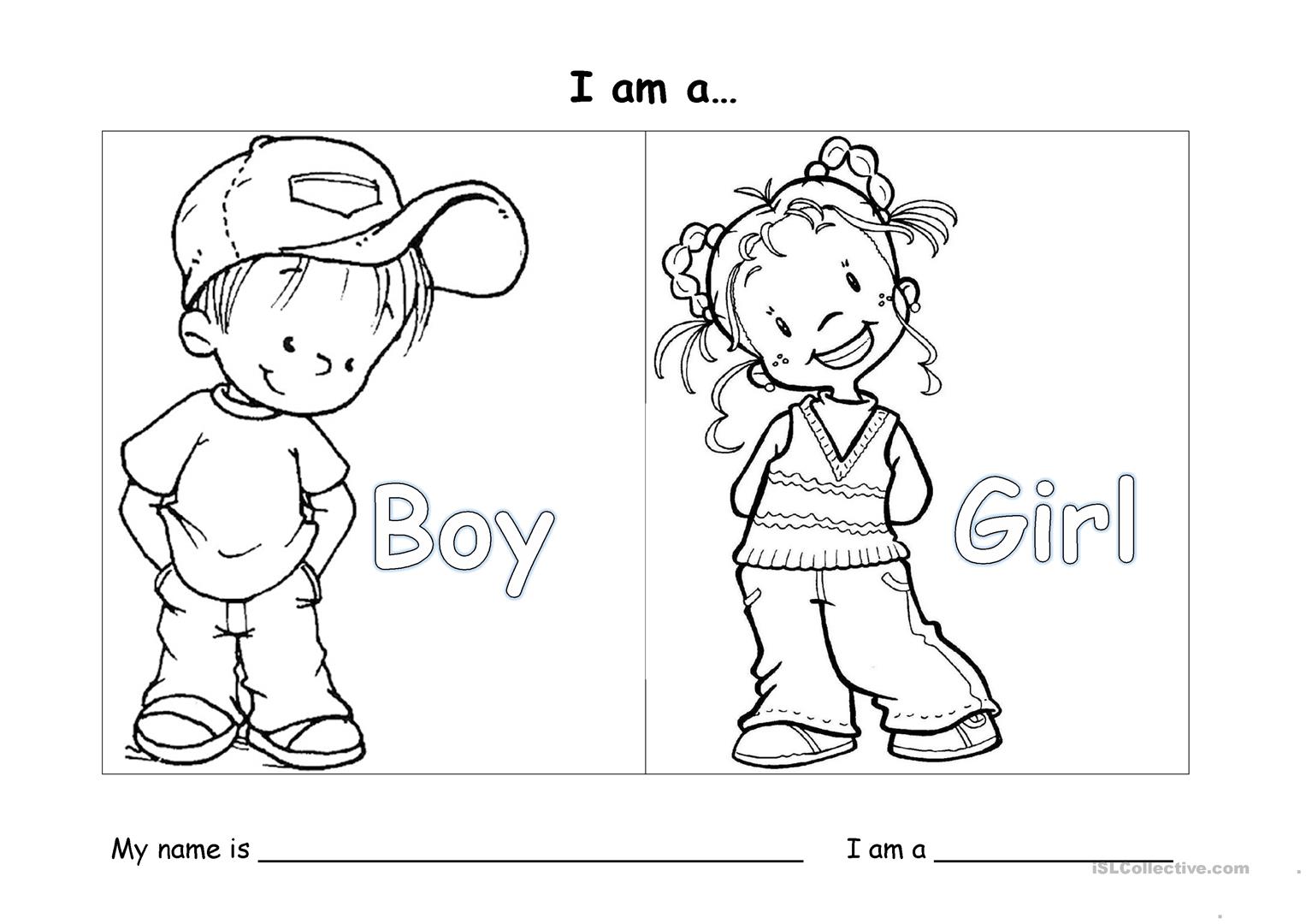 I Am A Boy Gir Worksheet