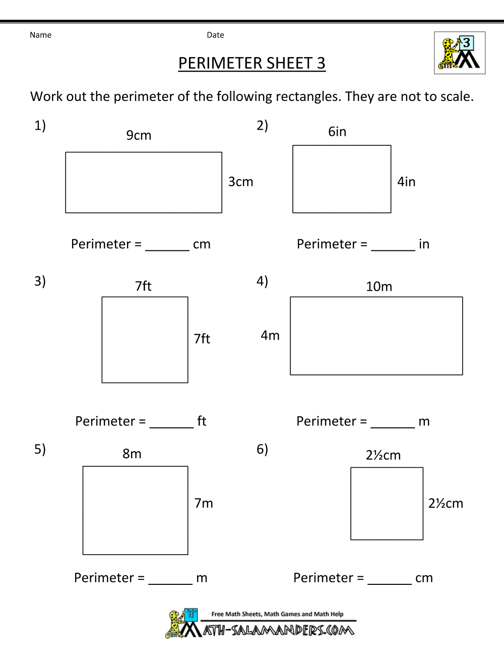 Perimeter Word Problems Worksheet
