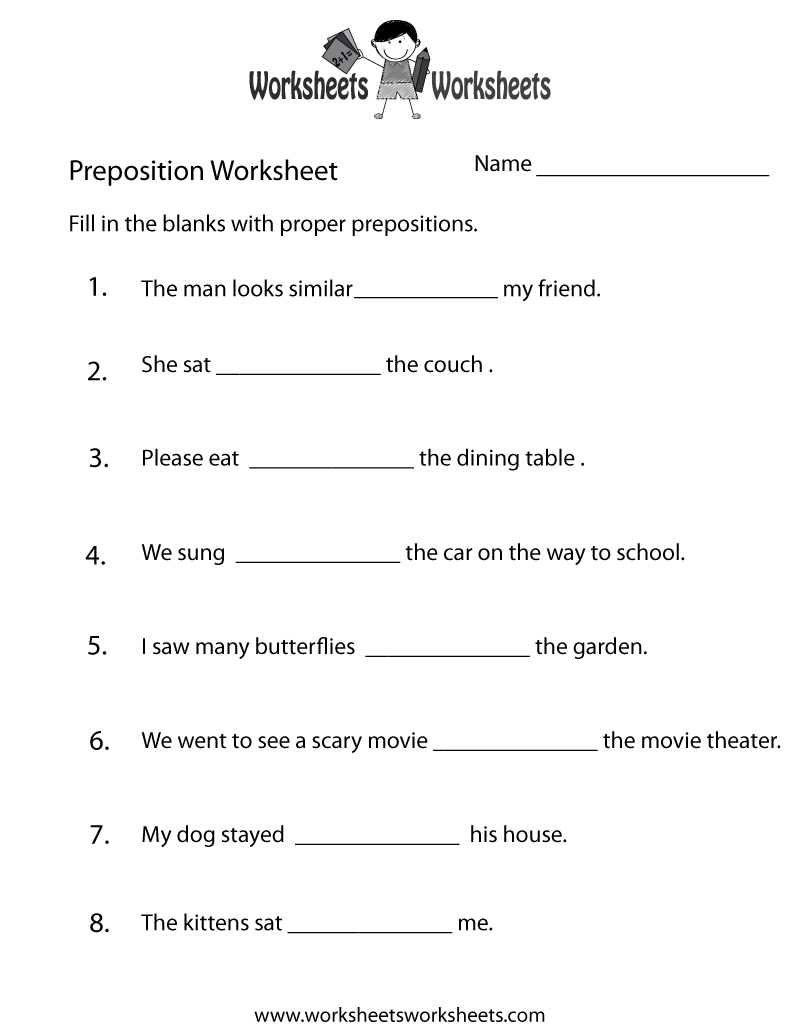 Prepositions And Prepositional Phrases Worksheets 5th Grade