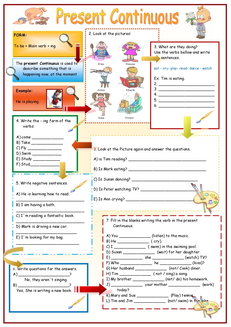 Present Continuous Tense Worksheets For Grade 3