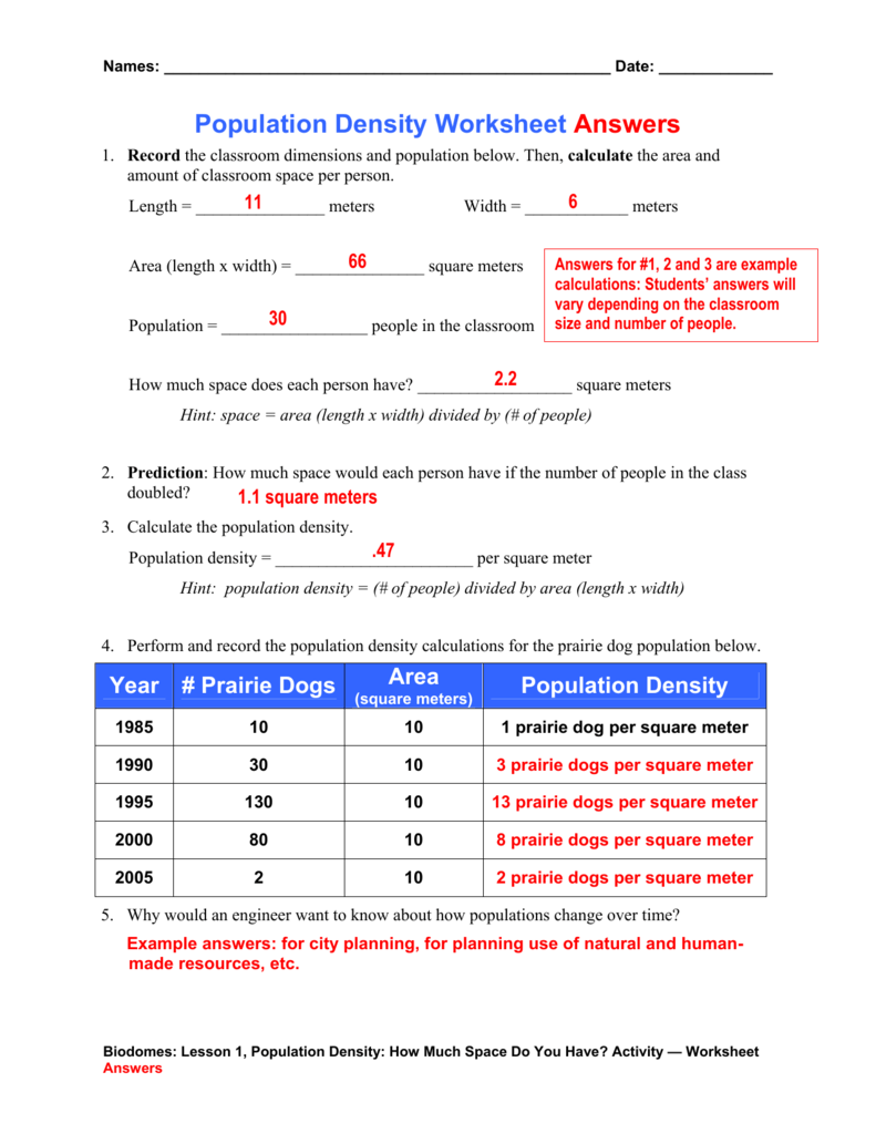 Population Graph Worksheet Answer Key