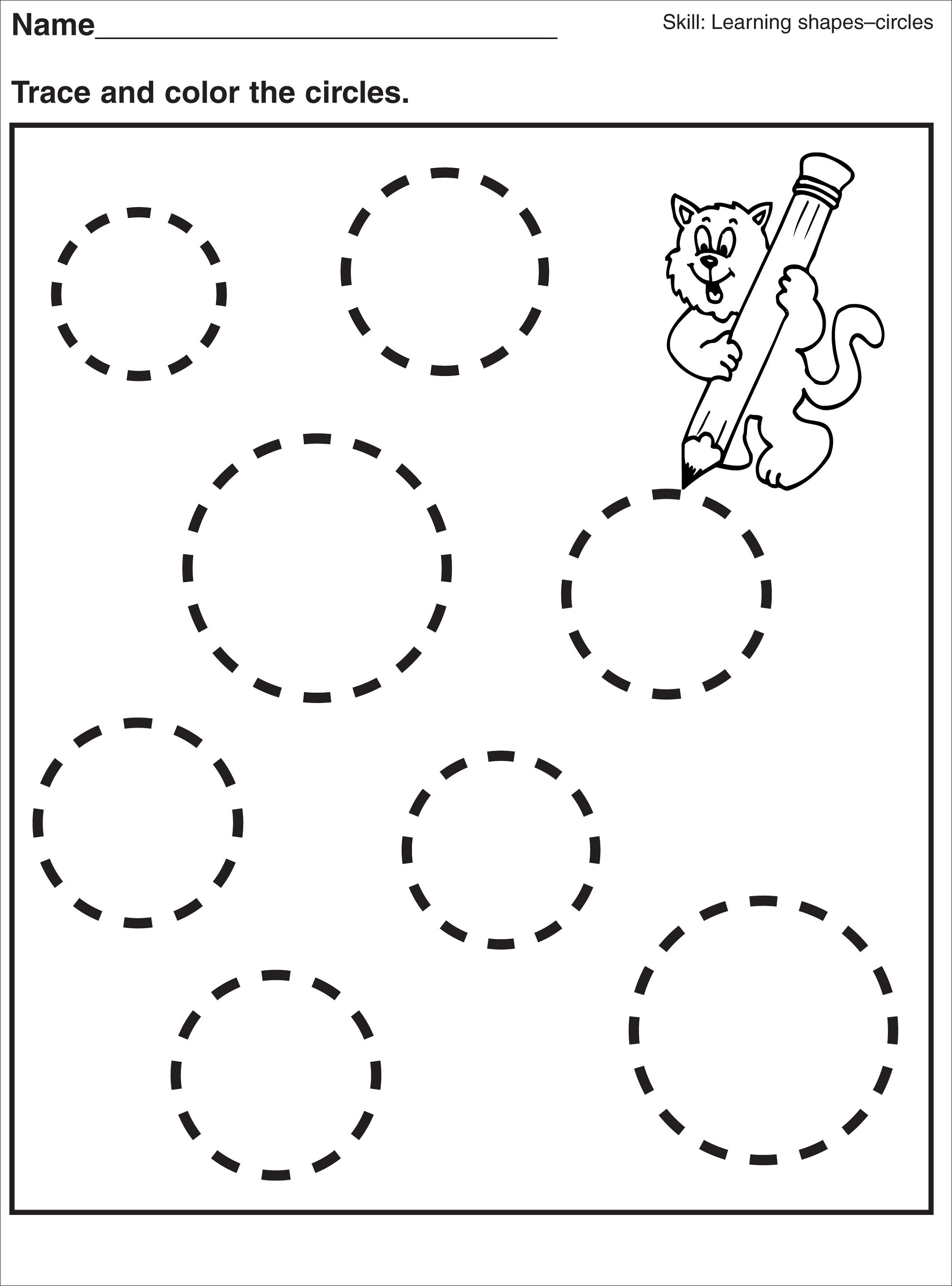 Tracing Circle Worksheets For Preschool Activity Shelter Kids