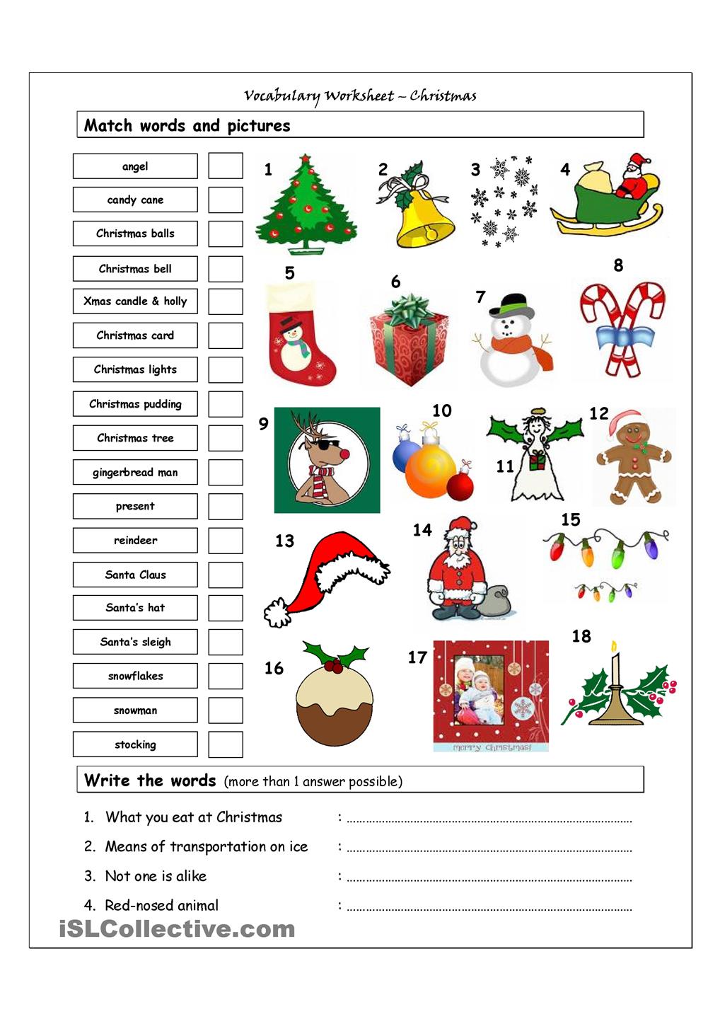 Worksheets On Christmas Worksheets For All