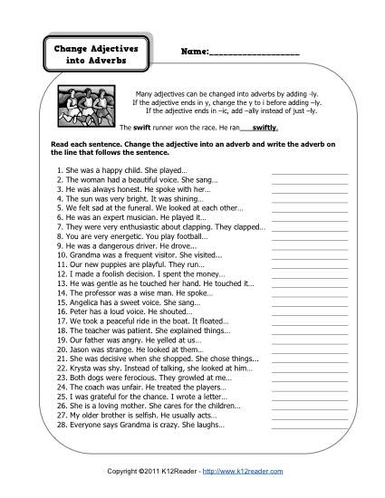 Collection Of Solutions Adjective And Adverb Worksheets For High