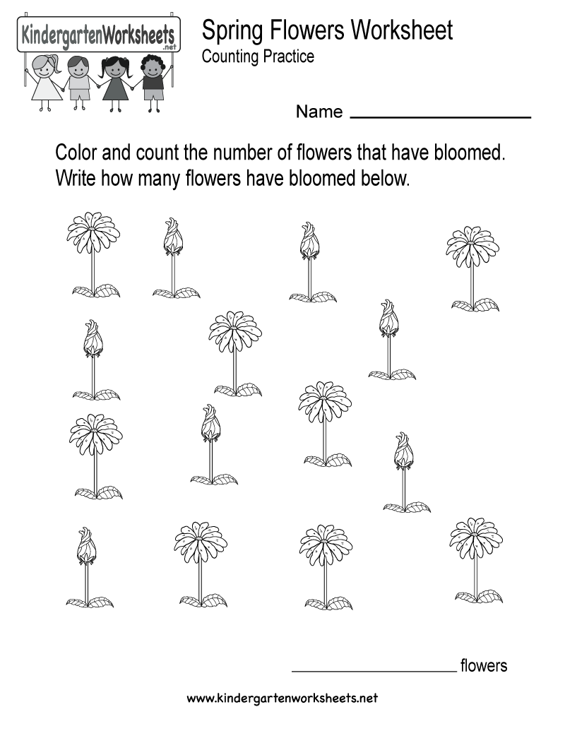 Free Printable Spring Flowers Worksheet For Kindergarten