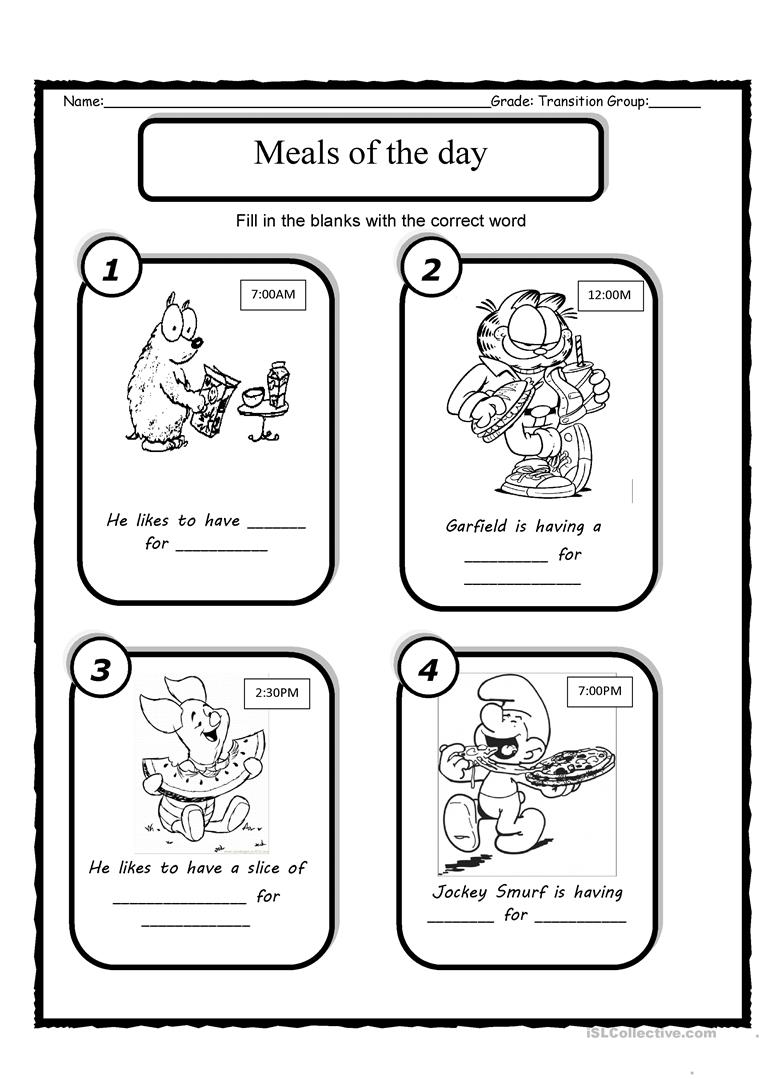 Meals Of The Day Worksheets