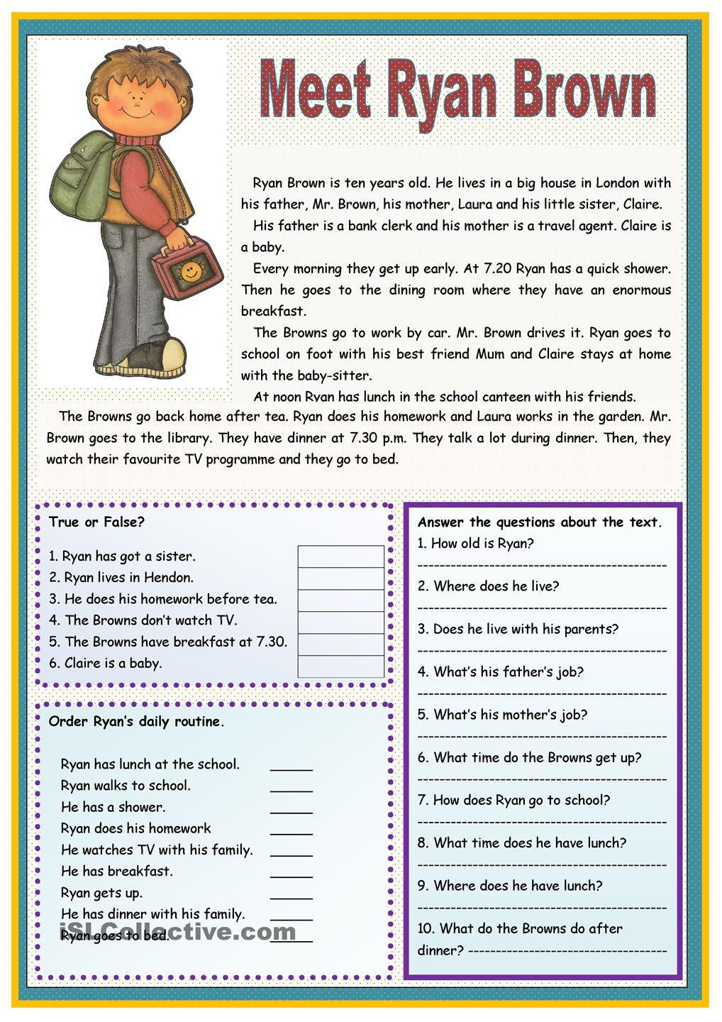 Esl Reading Comprehension Worksheets For Adults