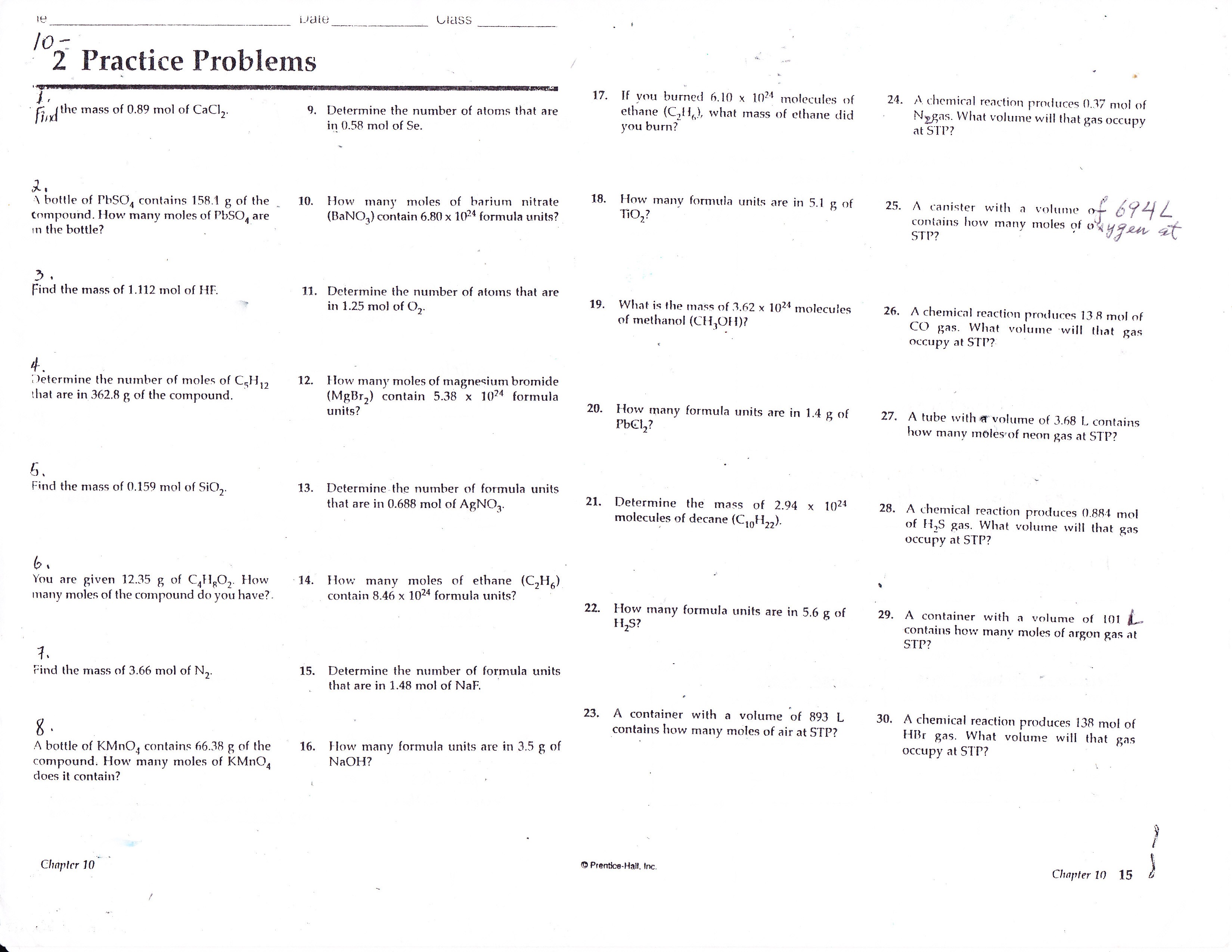 Mole Conversion Worksheet Answers Checks Adding And Subtraction