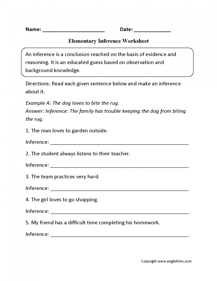 Inferences Multiple Choice Worksheet