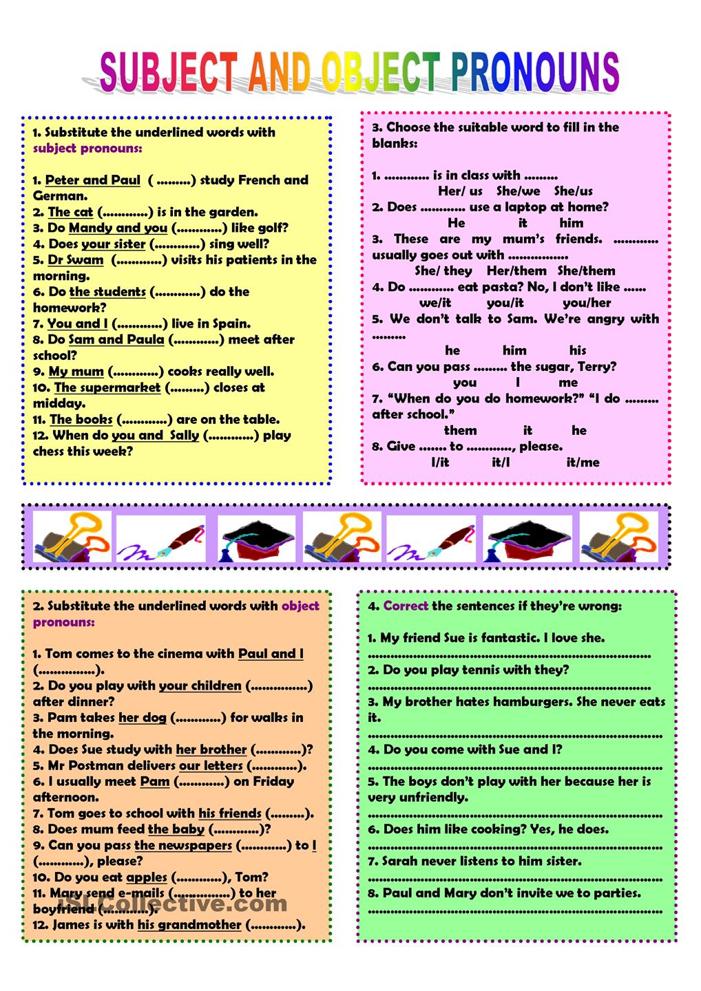 Subject And Object Personal Pronouns Worksheet