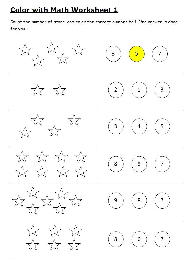 Color And Math Worksheet 1