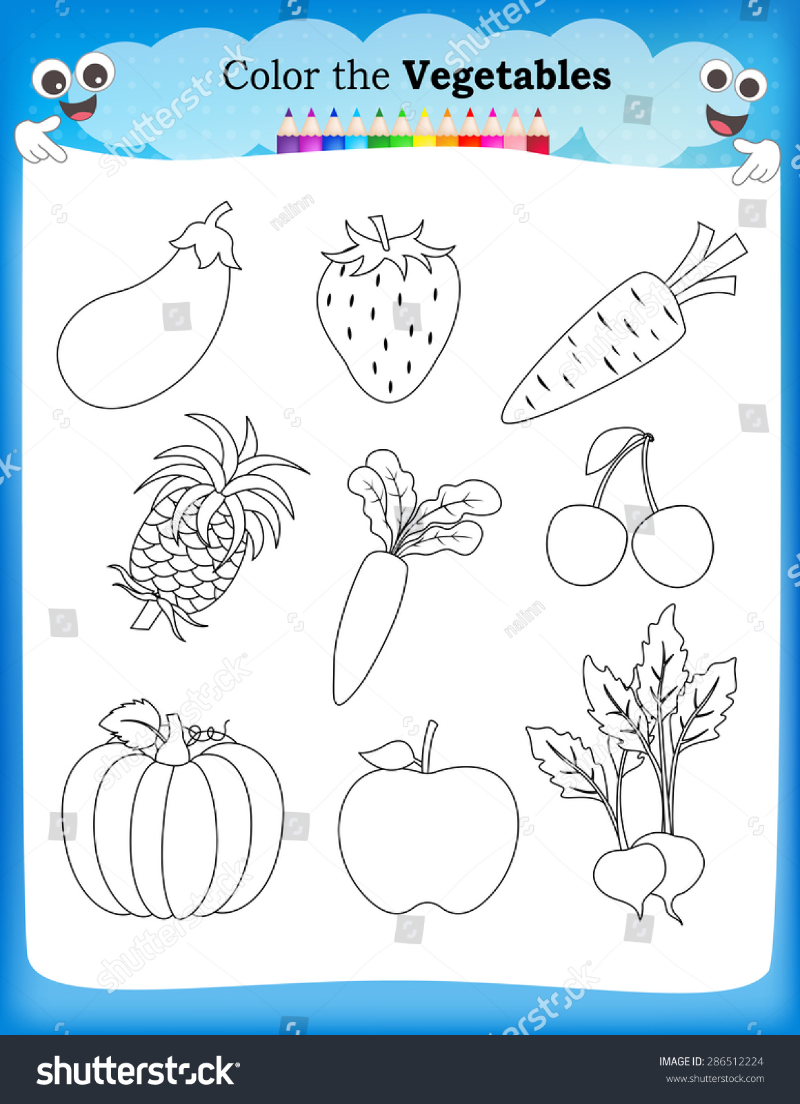 Worksheets On Fruits And Vegetables For Kindergarten