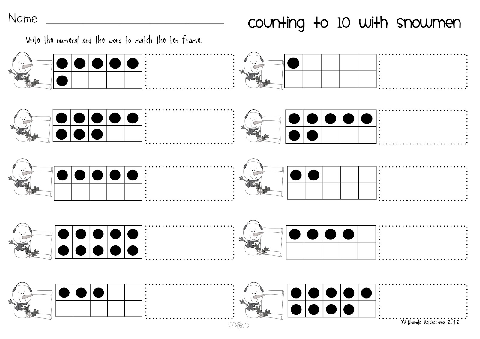 6 Best Images Of Printable Ten Frame Worksheets Blank Double Free