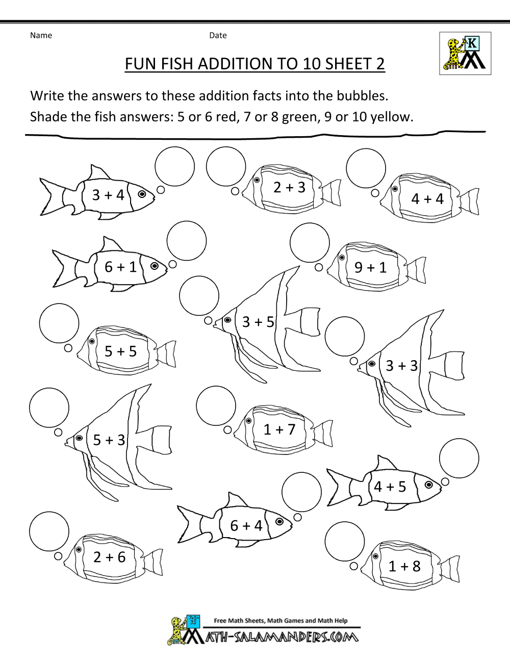 Addition Within 10 Worksheets With Pictures
