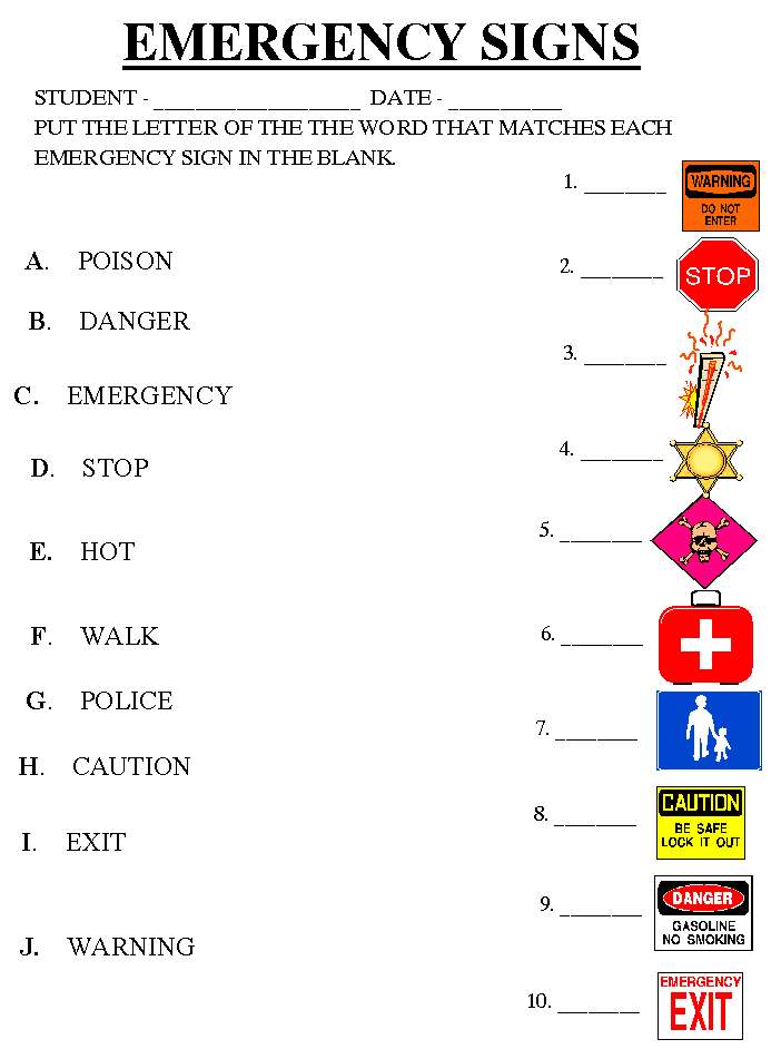 Free Printable Community Signs Worksheets