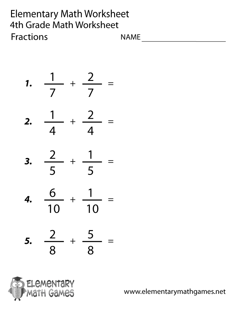 Multiplication Fractions 4th Grade Worksheet