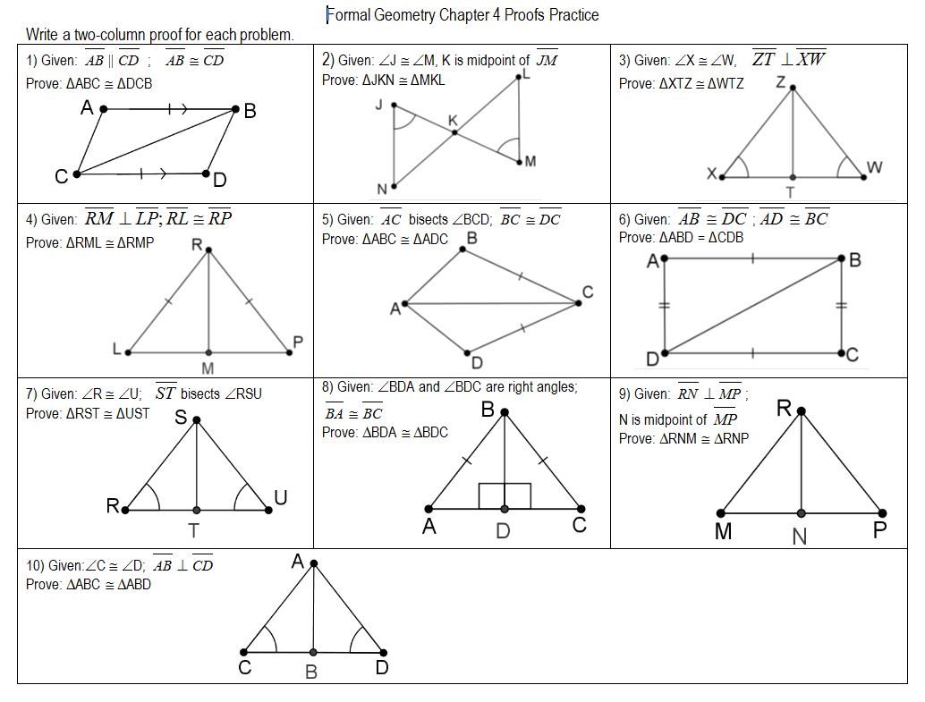Proving Triangles Congruent Proofs Worksheet Answers