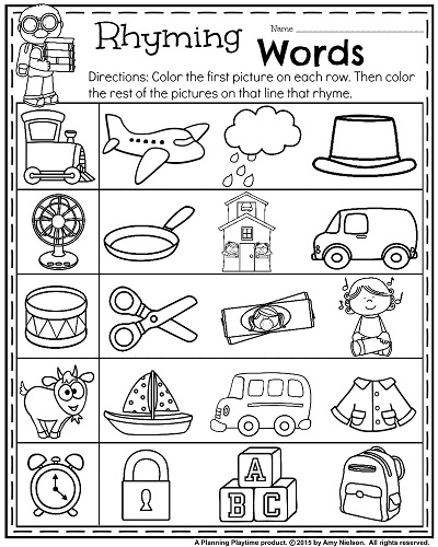 Rhyming Words Printable Worksheets For Kindergarten