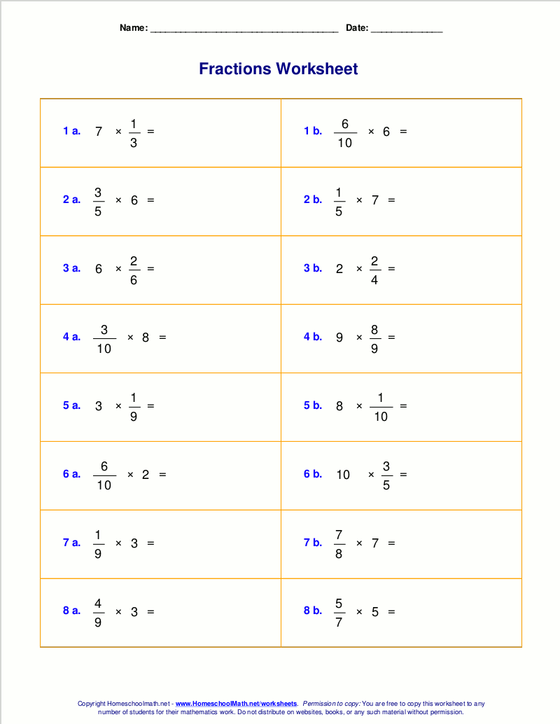 Fractions Of A Whole Number Worksheets