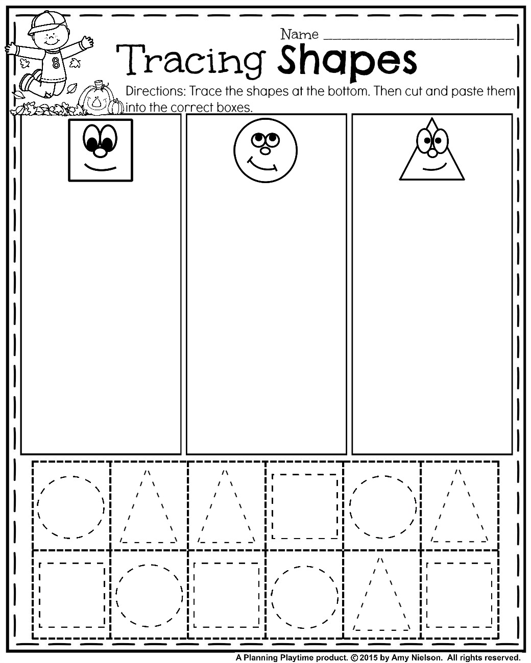 October Preschool Worksheets Tracing Shapes Fall And Free