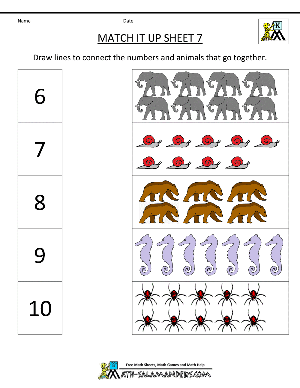 Preschool Math Matching Worksheets 838598