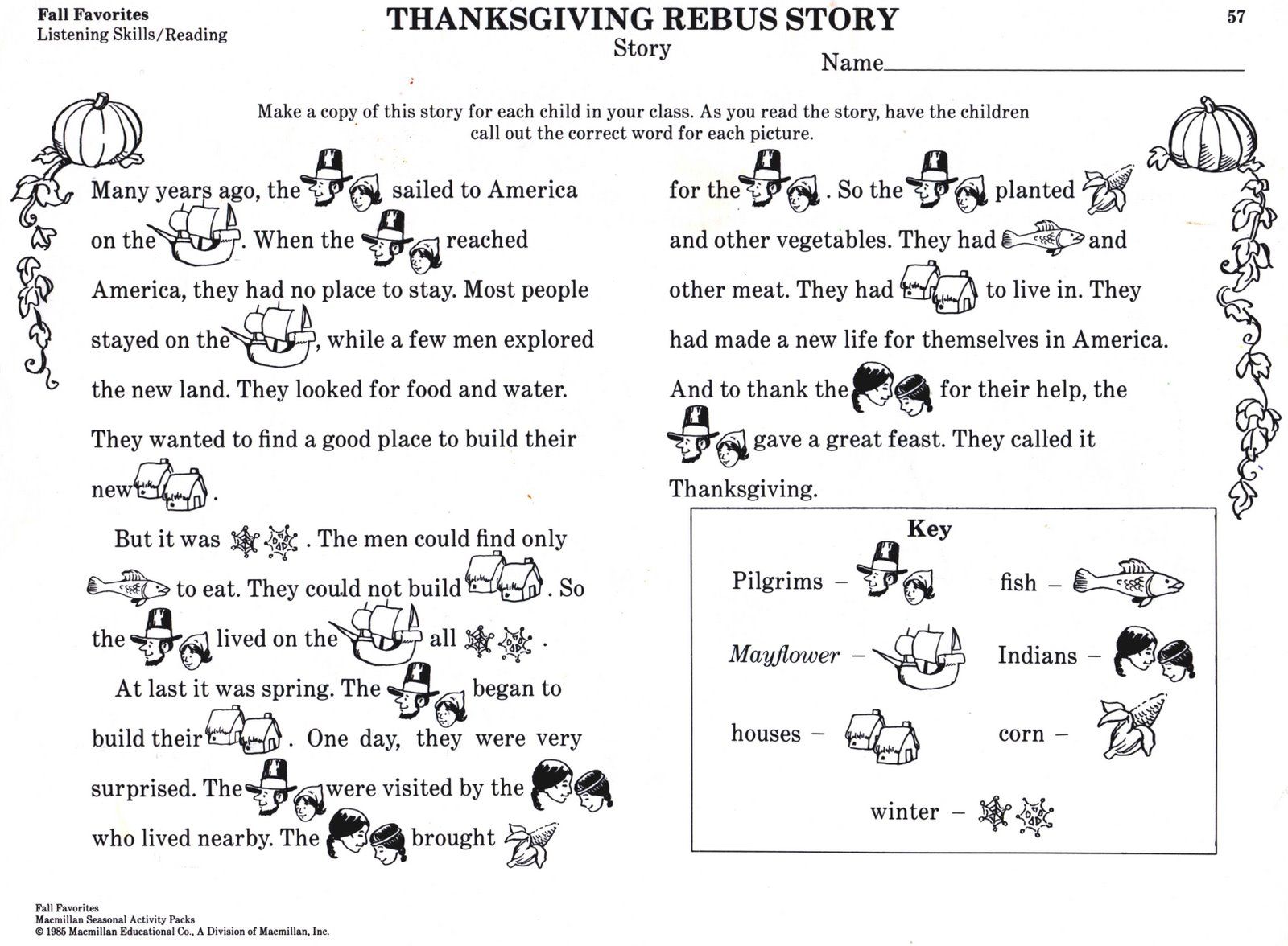 Thanksgiving Rebus Story  Simple Explanation Of Thanksgiving  Copy