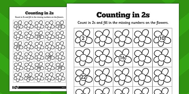 Counting In 2s Flowers Worksheets