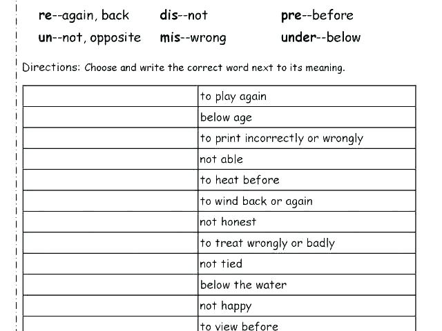 Free Prefix Worksheets 6th Grade