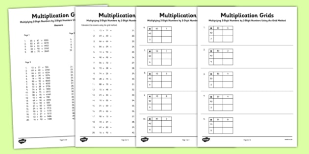 Multiplying 2 Digit Numbers By 2 Digit Numbers Using Grid Method