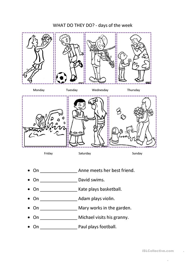 187 Free Esl Days Of The Week Worksheets