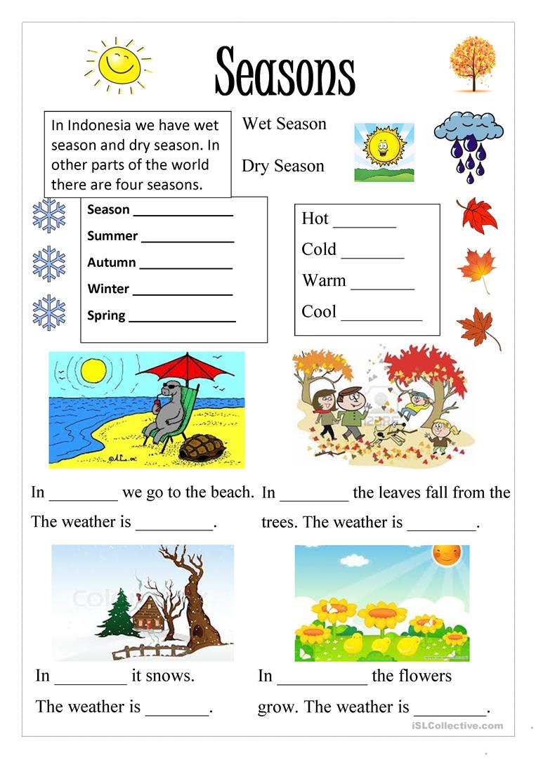 191 Free Esl Seasons Worksheets