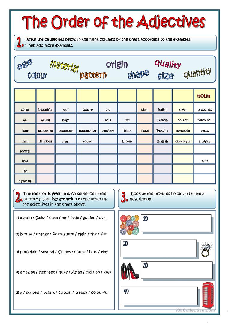 21 Free Esl Order Of Adjectives Worksheets