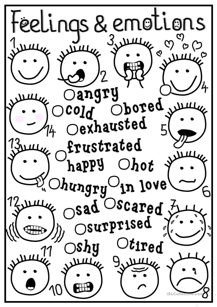 635 Free Esl Feelings, Emotions Worksheets