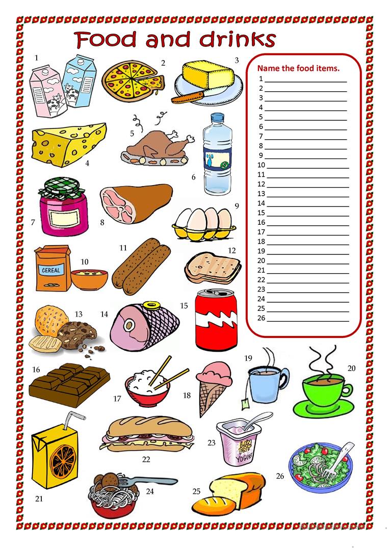 87 Free Esl Food And Drink Worksheets