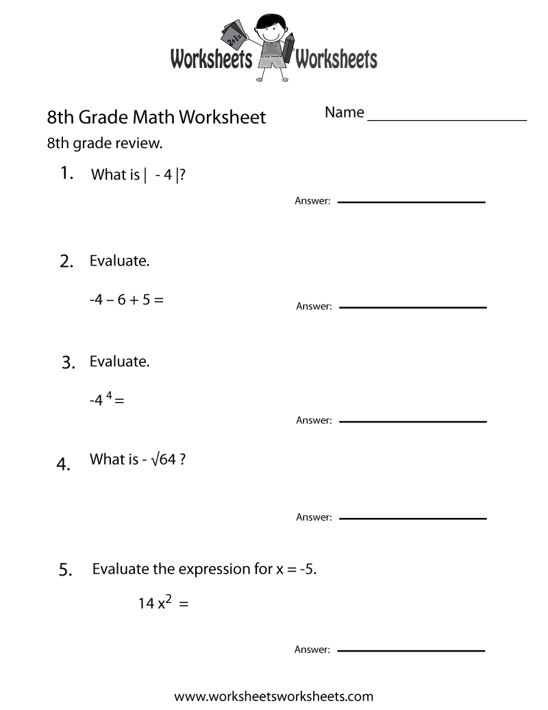 8th Grade Math Worksheets