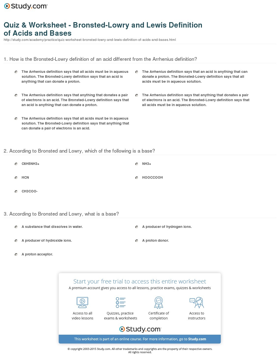 Acids And Bases Worksheet Answers Free Worksheets Library