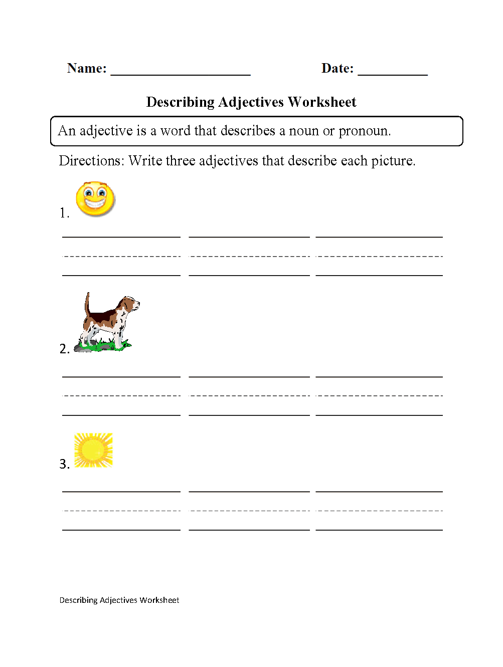 Adjectives Worksheets