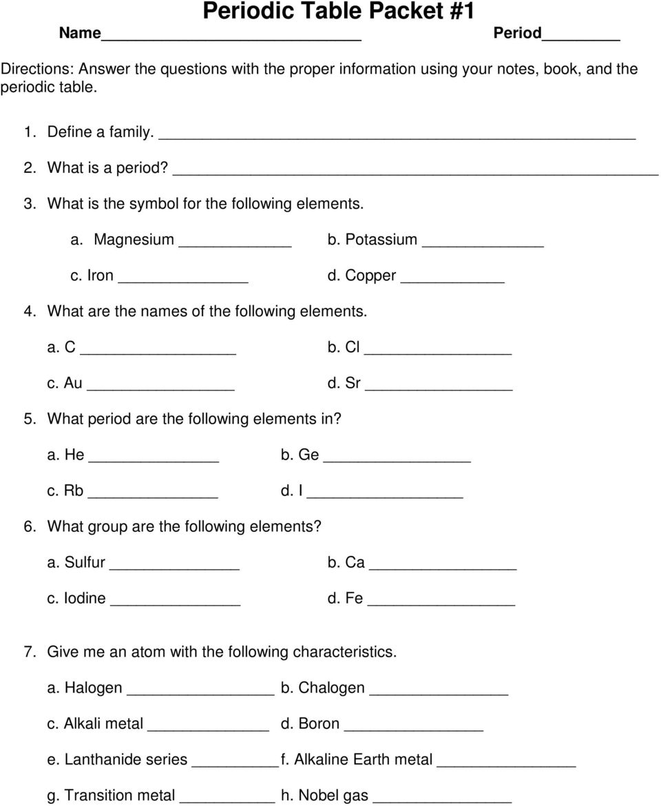 Blank Periodic Table Of Elements Worksheet Free Worksheets Library