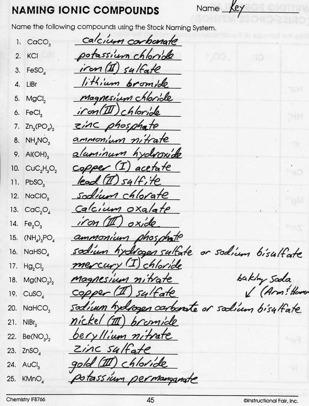 Chemical Names And Formulas Worksheet Free Worksheets Library