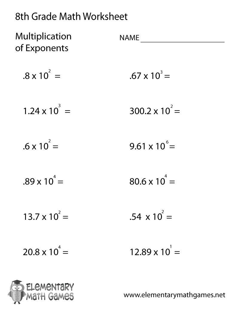 Eighth Grade Math Worksheets