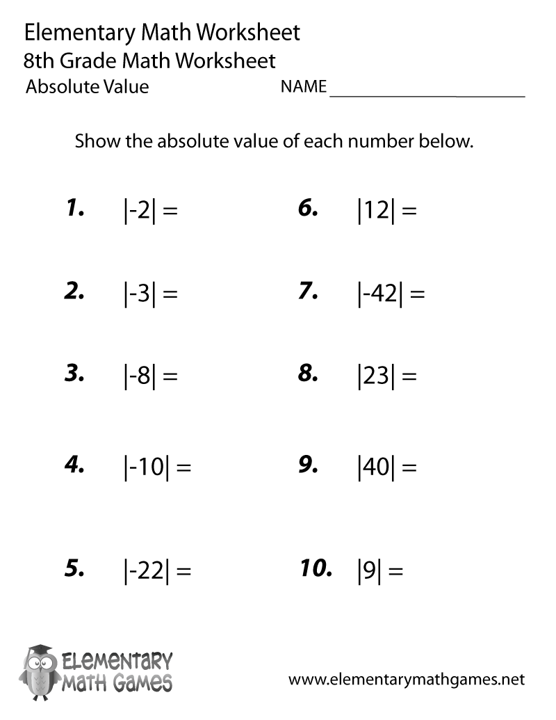 Eighth Grade Math Worksheets