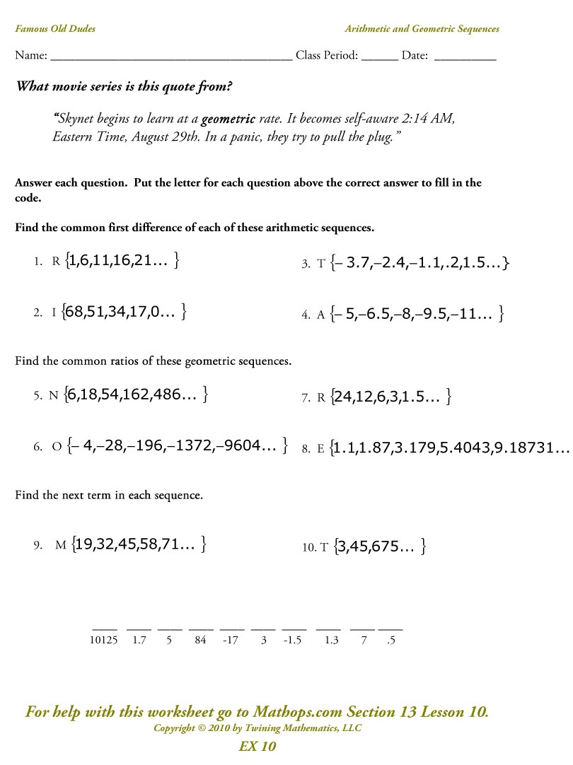 Ex 10  Arithmetic And Geometric Sequences