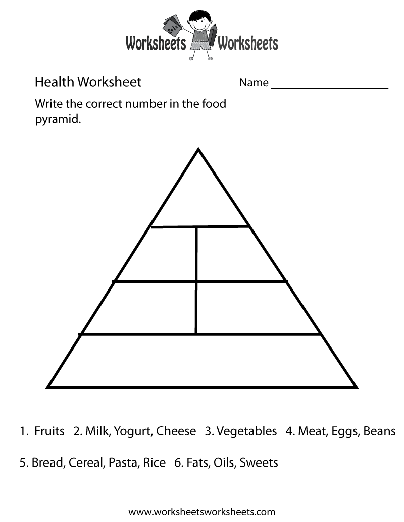 Food Pyramid Health Worksheet