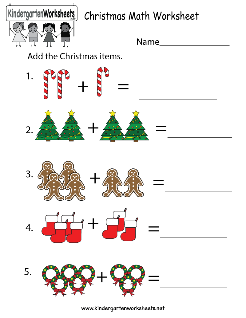 Free Printable Christmas Math Worksheet For Kindergarten Maths