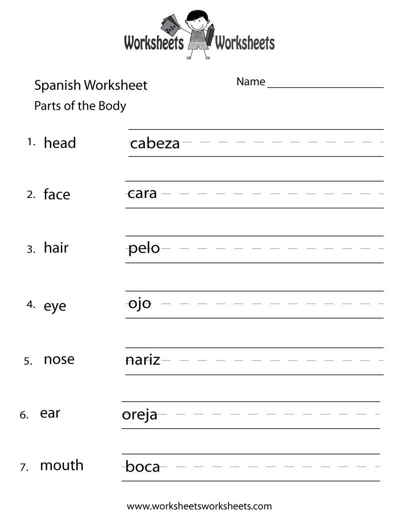 Free Spanish Worksheets