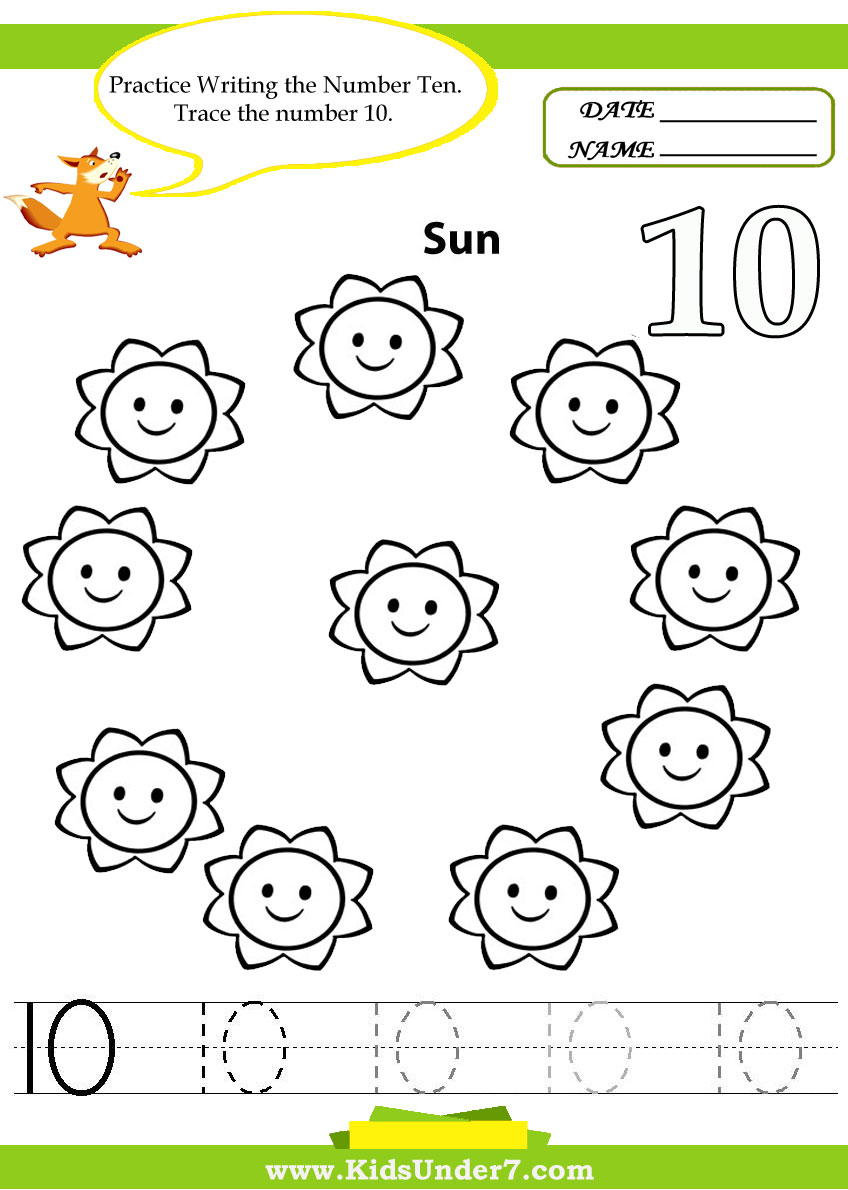 Kids Under 7  Number Tracing