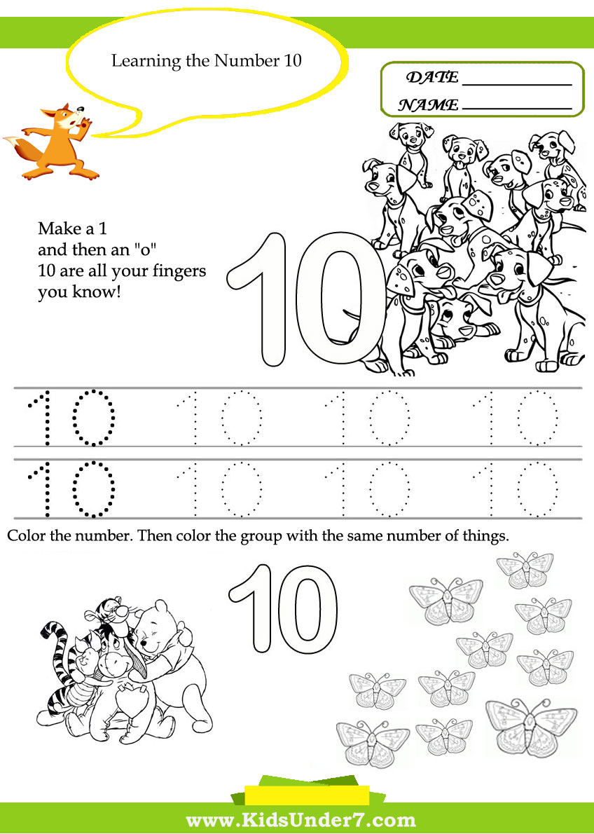 Kids Under 7 Free Printable Kindergarten Number Worksheets 10 20